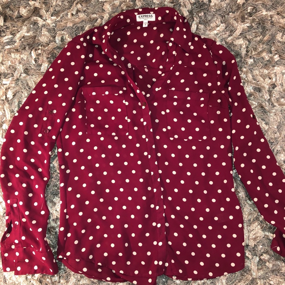 Express Portofino Raspberry Polka Dot Top Small